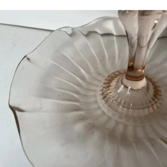 Vintage Pink Depression Glass Pedestal Candy Dish 7” - Picture 6 of 13